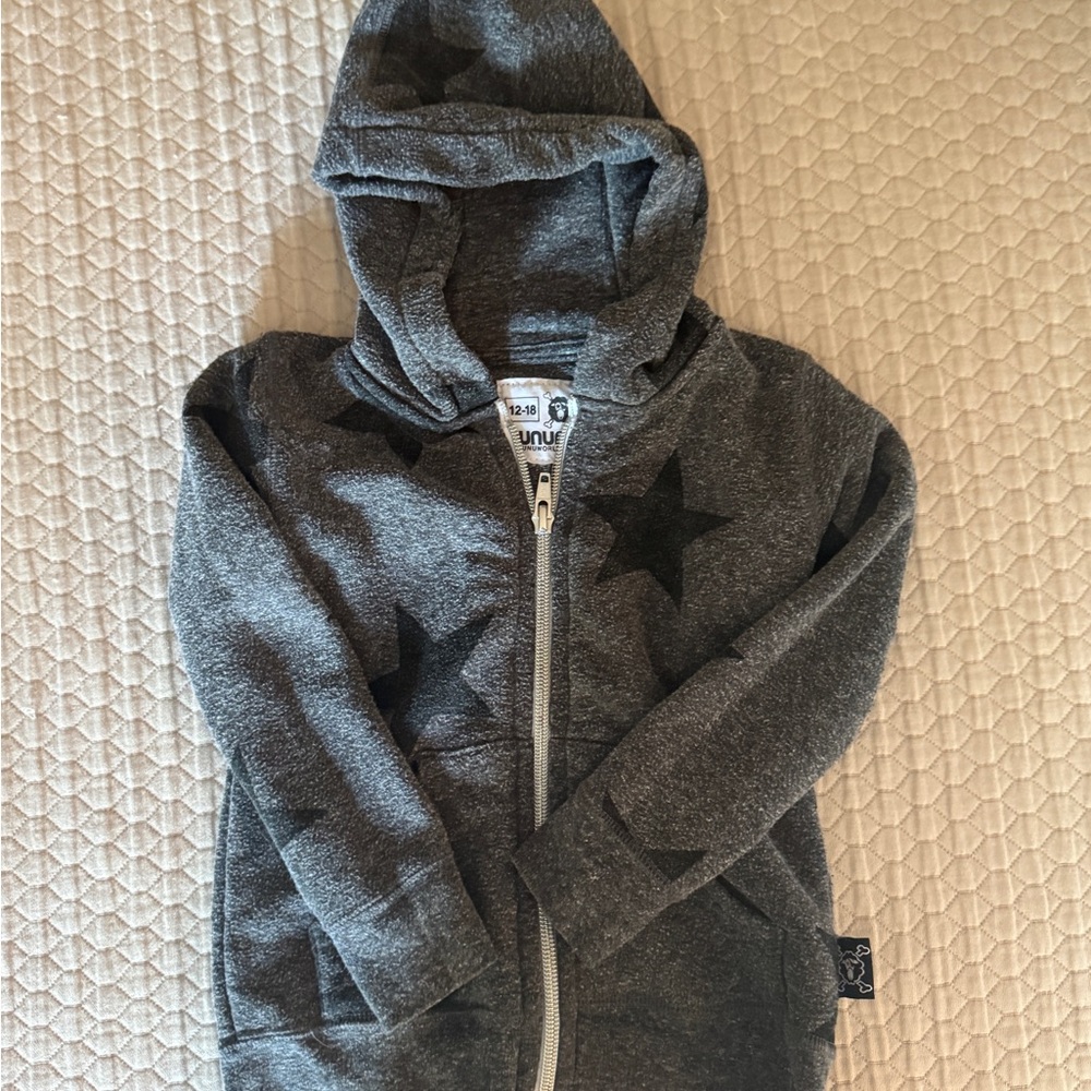 nununu Gray Zip-Up Hoodie Sweatshirt